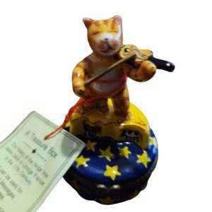 TRINKET box CAT & Fiddle treasure box hinge box cat violin moon cute fun